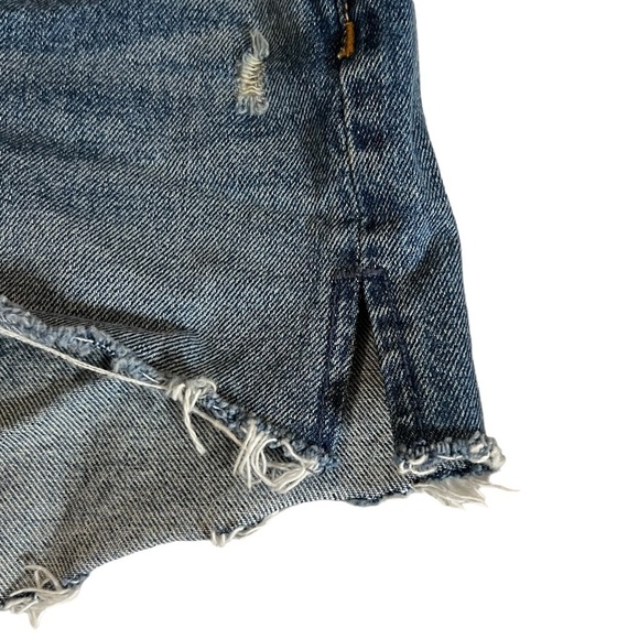 GRLFRND Cindy Button Fly Raw Hem High Rise Cut Off Denim Jean Shorts side slits - Picture 5 of 14